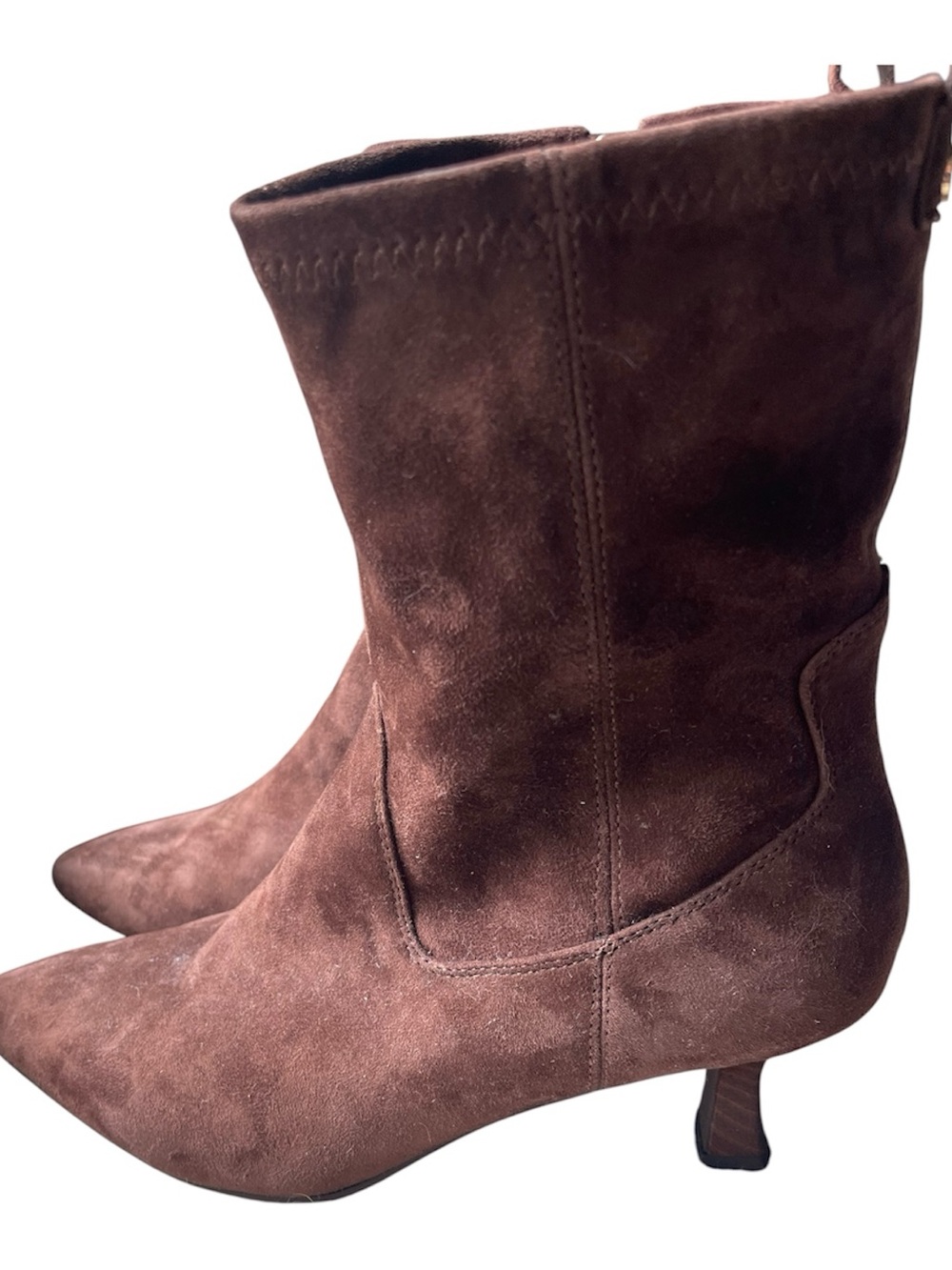 NEW Tahari Women's Sonira Suede Leather Brown Pointy Toe Calf Heel Boot Size 9 - Picture 4 of 7